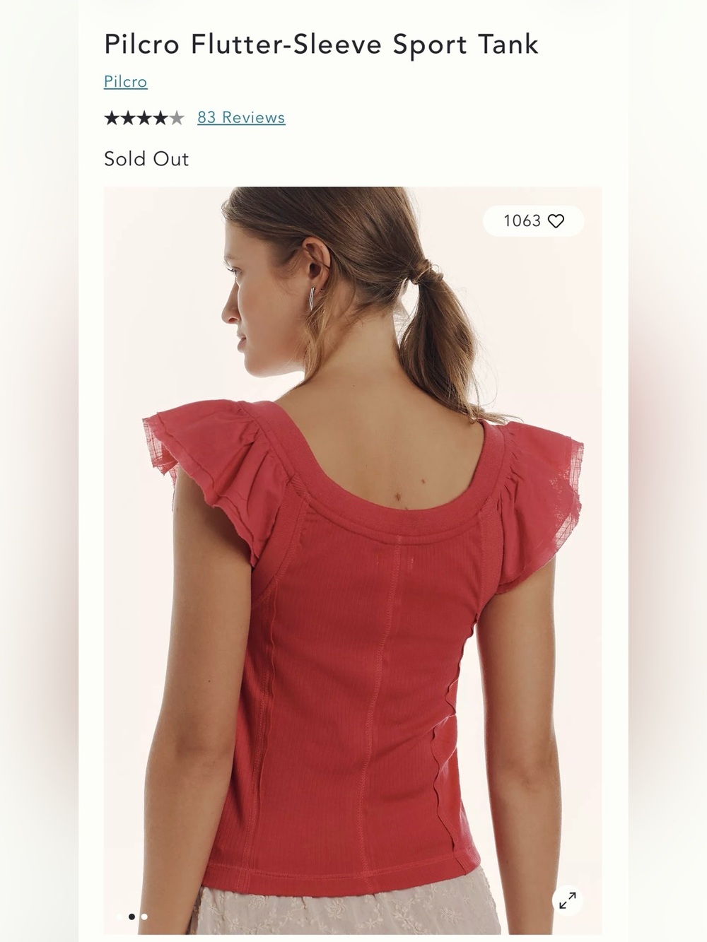 Pilcro Rust-Orange Ruffle Sleeve Ribbed Tank - Picture 8 of 8